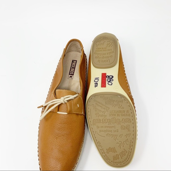 Pikolinos Brown Stitched Leather Tie Loafers Sz 41 - Picture 9 of 11
